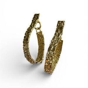 Vintage 80s Gold Hoop Dangle Earrings